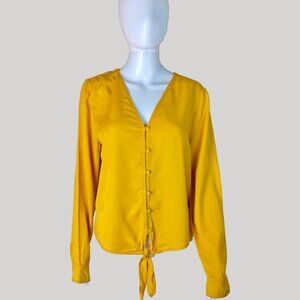 C&C California Yellow Tie up Long Sleeve Women's Top